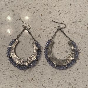 Beaded blue teardrop earrings